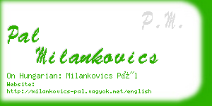 pal milankovics business card